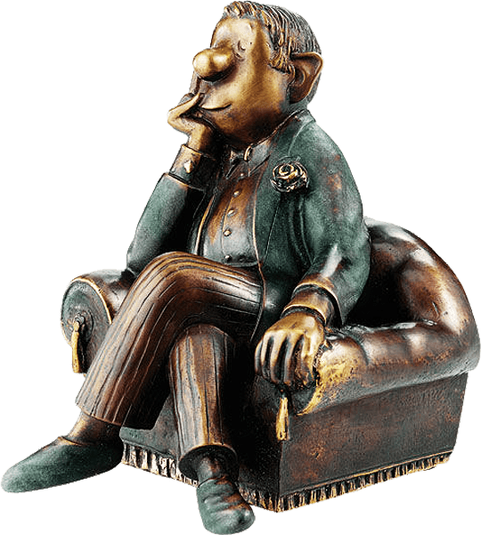 Skulptur: Herr im Sessel (Bronze)